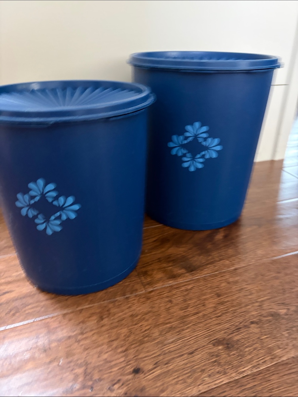 Tupperware Blue Floral Storage Bins - Set of 2